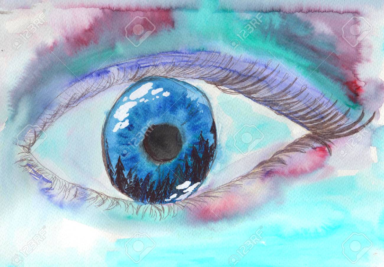 水彩画「瞳」